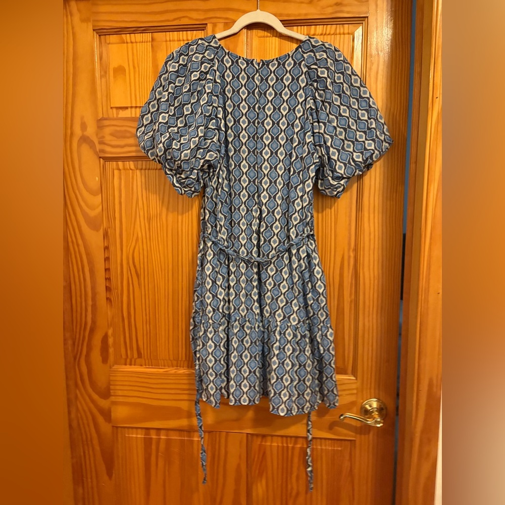 Blue Puffer Sleeve Mini Dress - Picture 7 of 7
